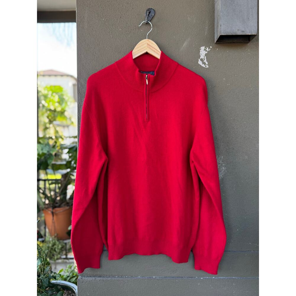 Joseph & Lyman XL 100% Cashmere Knit Quarter Zip Pullover Sweater Burgundy Red